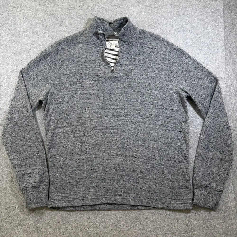 J.Crew Knit Goods 1/4 Zip Pullover Mens L Heather Gray Cotton Preppy Sweater